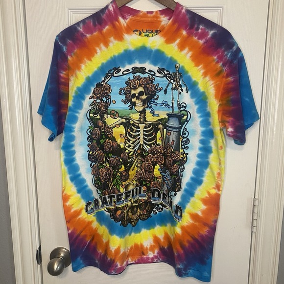 Liquid Blue Other - Grateful Dead‎ T-Shirt Men's Medium NEW Tie Dye Liquid Blue Bertha Skeleton 90's